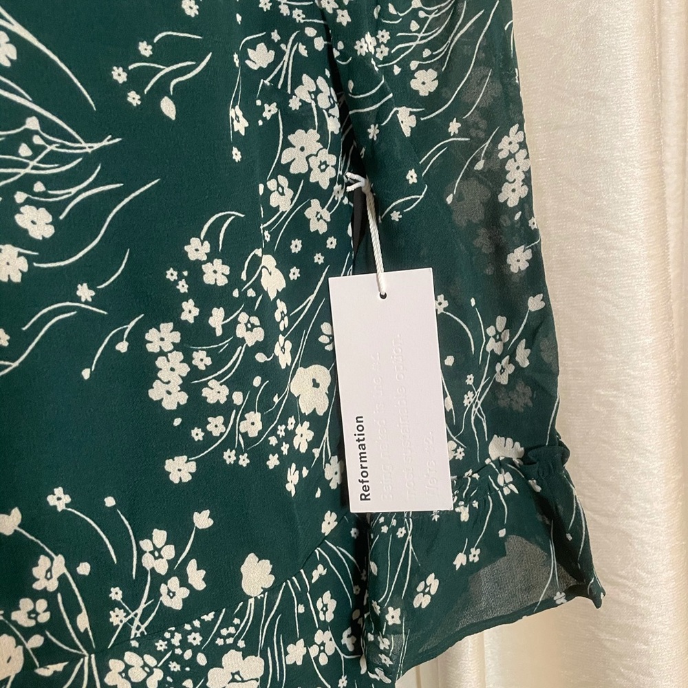 NWT Reformation Doutzen Mini Dress. Size 10. Green - Picture 4 of 9